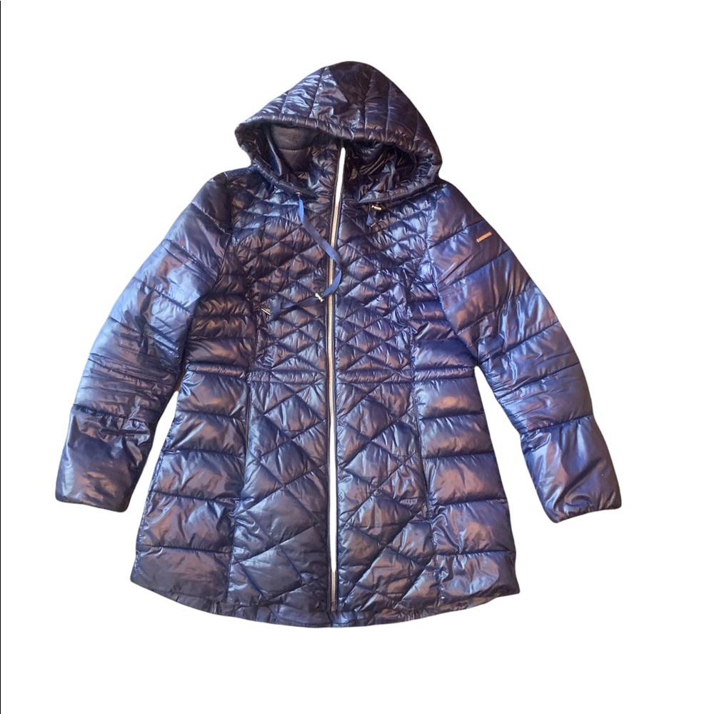 Karl Lagerfeld Paris Womens Quilted Cold Weather Puffer Coat Outerwear Sz L
